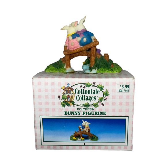 Vintage Cottontale Cottages Bunny Figurine Jo-Ann 1998 Polyresin Easter Village - Picture 2 of 6